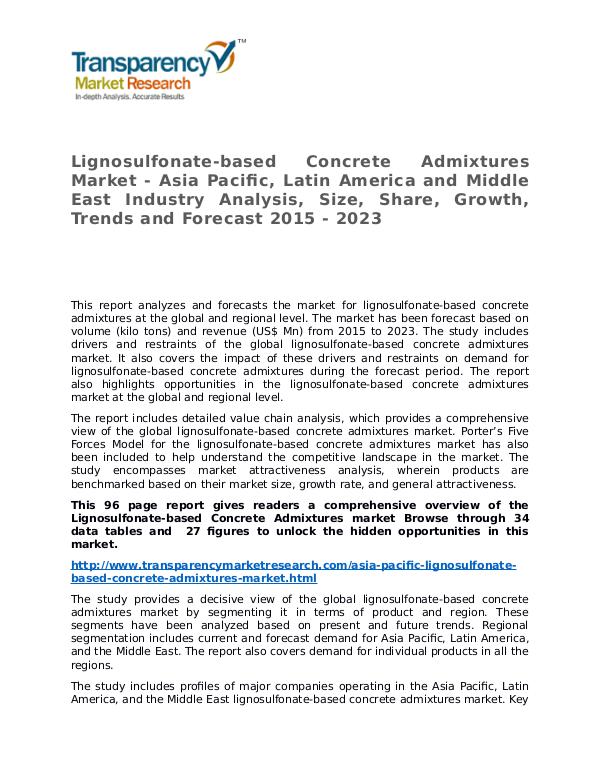 Lignosulfonate-based Concrete Admixtures Market Research Report Lignosulfonate-based Concrete Admixtures Market -