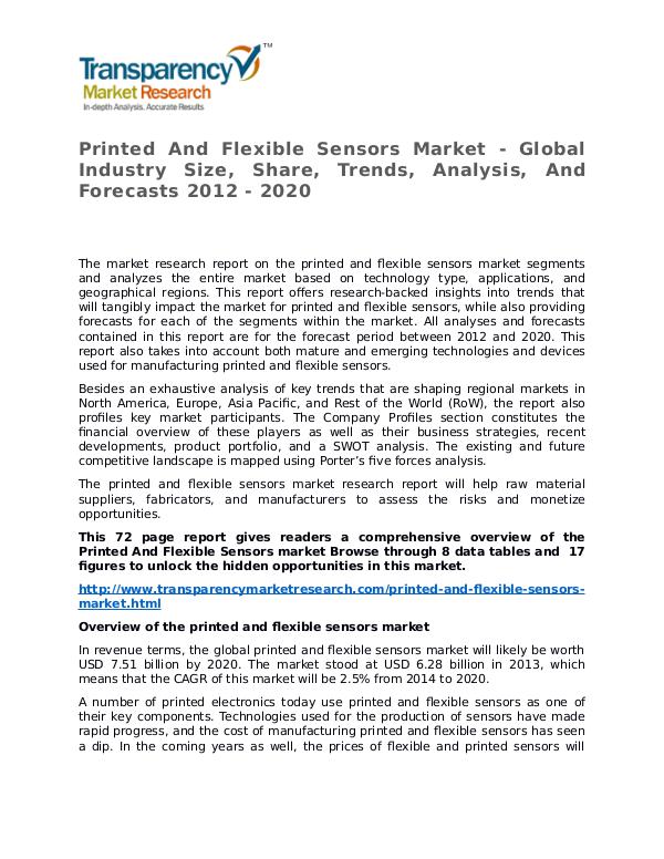 Printed And Flexible Sensors Market Research Report and Forecast Printed And Flexible Sensors Market - Global Indus