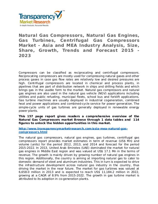 Natural Gas Compressors Market Research Report and Forecast Natural Gas Compressors Market - Asia and MEA Indu