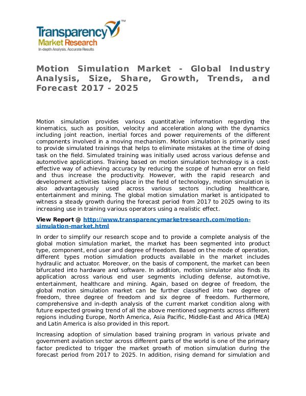 Motion Simulation Market Research Report and Forecast up to 2025 Motion Simulation Market - Global Industry Analysi