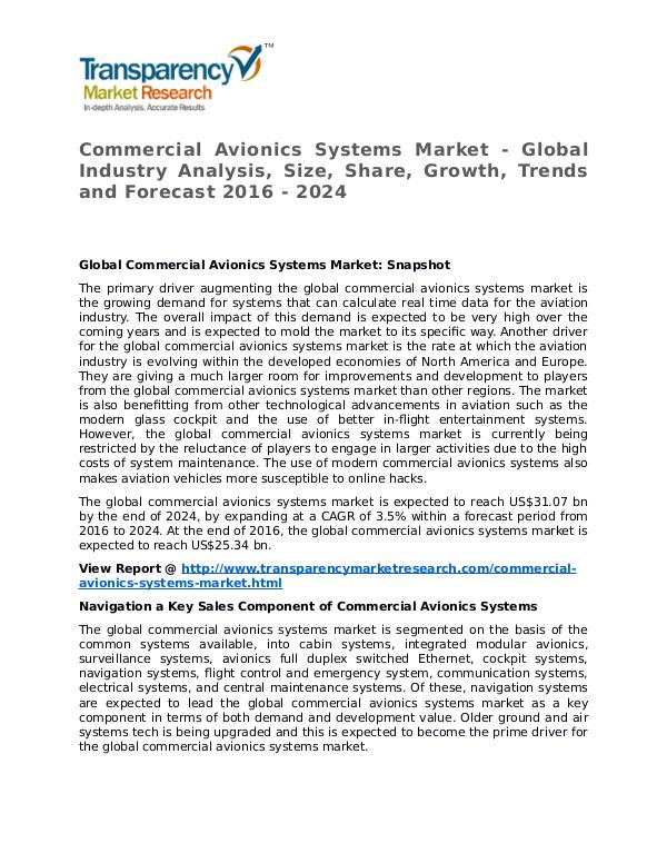 Commercial Avionics Systems Market Research Report and Forecast Commercial Avionics Systems Market - Global Indust