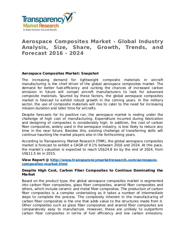 Aerospace Composites Market Research Report and Forecast up to 2024 Aerospace Composites Market - Global Industry Anal