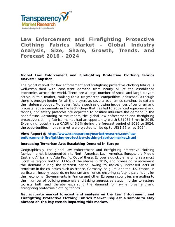 Law Enforcement and Firefighting Protective Clothing Fabrics Market Law Enforcement and Firefighting Protective Clothi