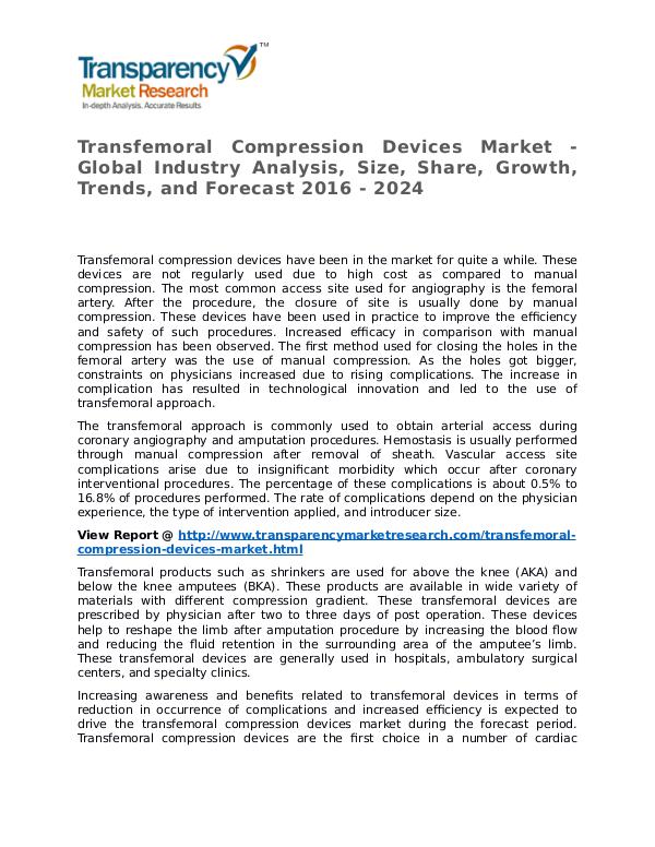 Transfemoral Compression Devices Market Research Report and Forecast Transfemoral Compression Devices Market