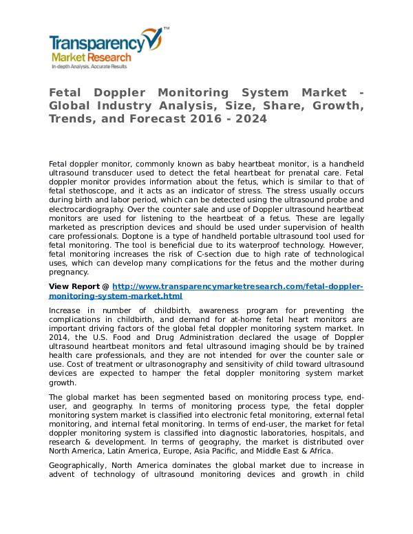 Fetal Doppler Monitoring System Market Research Report and Forecast Fetal Doppler Monitoring System Market