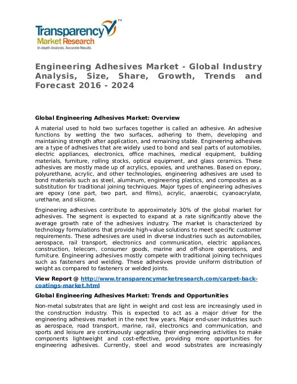 Engineering Adhesives Market Research Report and Forecast up to 2023 Engineering Adhesives Market