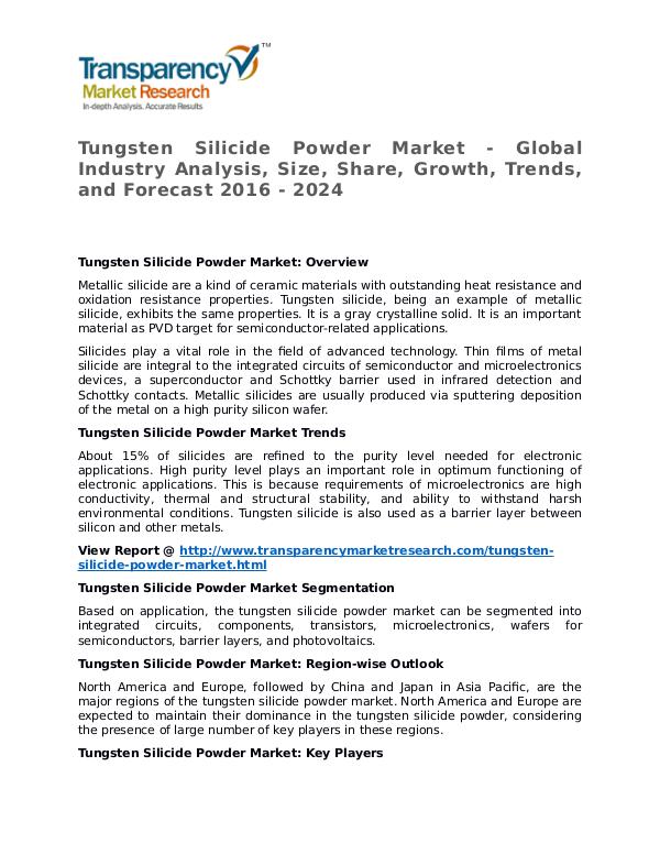 Tungsten Silicide Powder Market 2016 Tungsten Silicide Powder Market