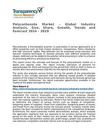 Polycarbonate Market 2014 Share, Trend, Segmentation and Forecast
