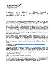 Propionic Acid Market 2013 Share, Trend, Segmentation and Forecast