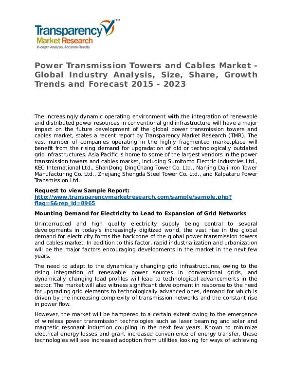 Power Transmission Towers and Cables Market Power Transmission Towers and Cables Market