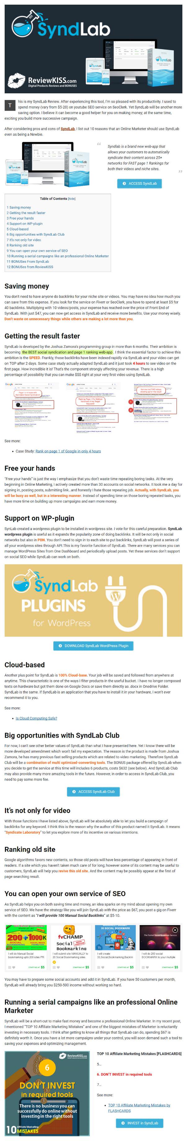 SyndLab Review and 10 Reasons Online Marketer Should Use SyndLab by RevieKISS.com