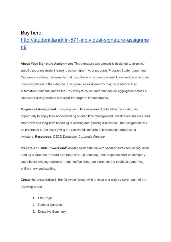 FIN 571 Individual Signature Assignment Homework Help