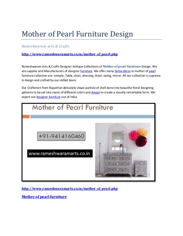 Mother of Pearl Furniture Design Mother of Pearl Furniture Design
