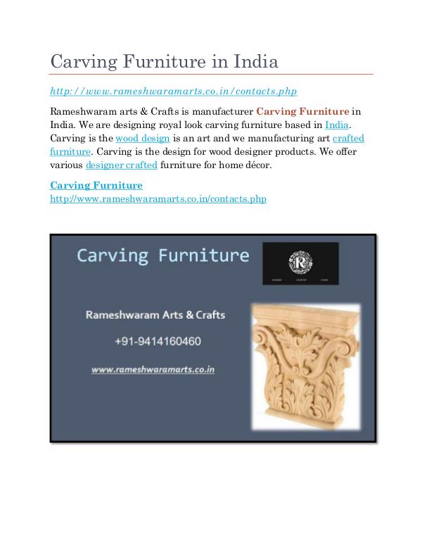 Carving Furniture in India