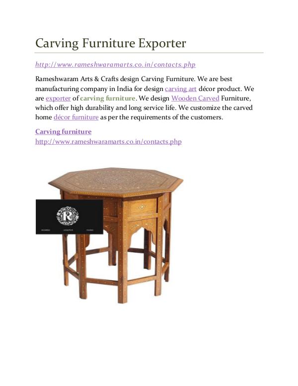 Carving Furniture Exporter