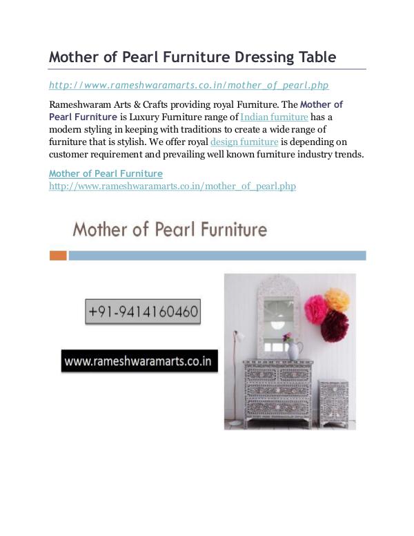 Mother of Pearl Furniture Mother of Pearl Furniture Dressing Table