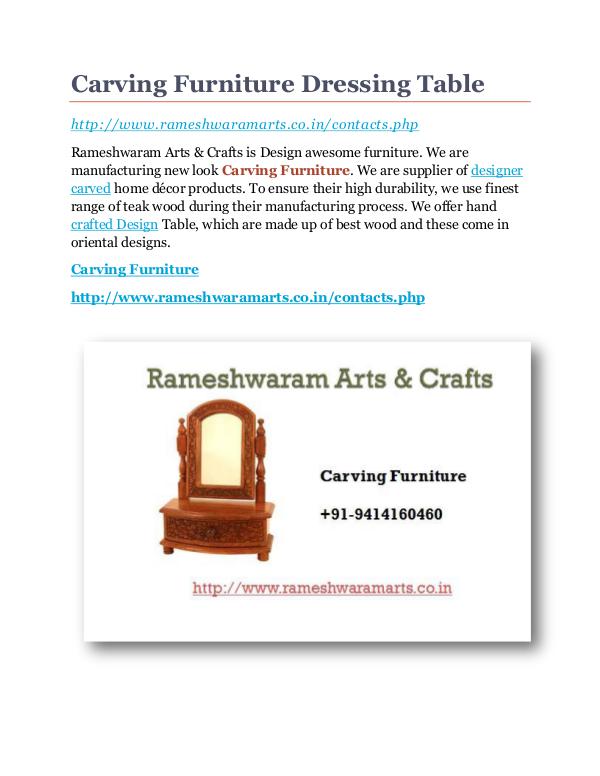 Carving Furniture Supplier Carving Furniture  Dressing Table