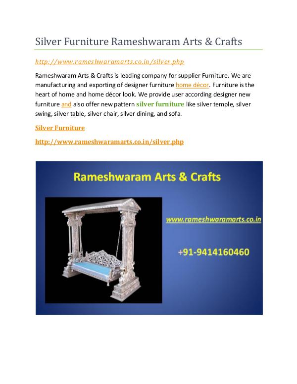 Silver Furniture Rameshwaram Arts & Crafts