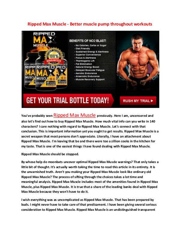 Ripped Max Muscle - Increased overall performance at the athletic fac Ripped Max Muscle