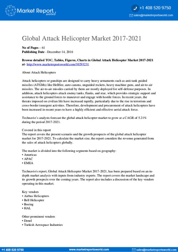 Market Reports World Global Attack Helicopter Market 2017-2021