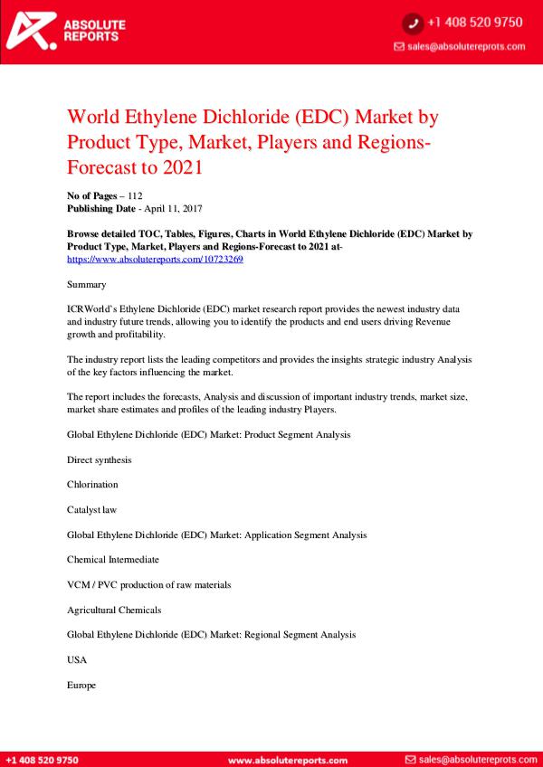 Absolute Reports World Ethylene Dichloride EDC Market-by-Product-Ty