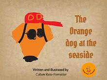 The orange dog at the seaside
