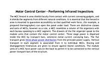 Motor Control Center - Performing Infrared Inspections