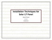 Installation Techniques for Solar LT Panel