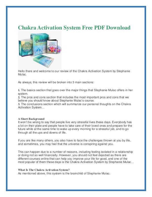 Chakra Activation System PDF Free Download Chakra Activation System PDF Free Download
