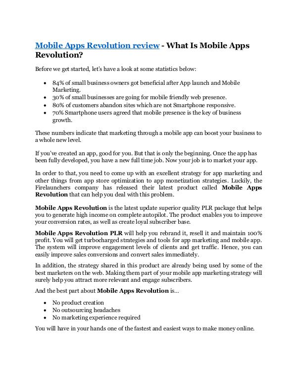 Mobile Apps Revolution Review and (MASSIVE) $23,80