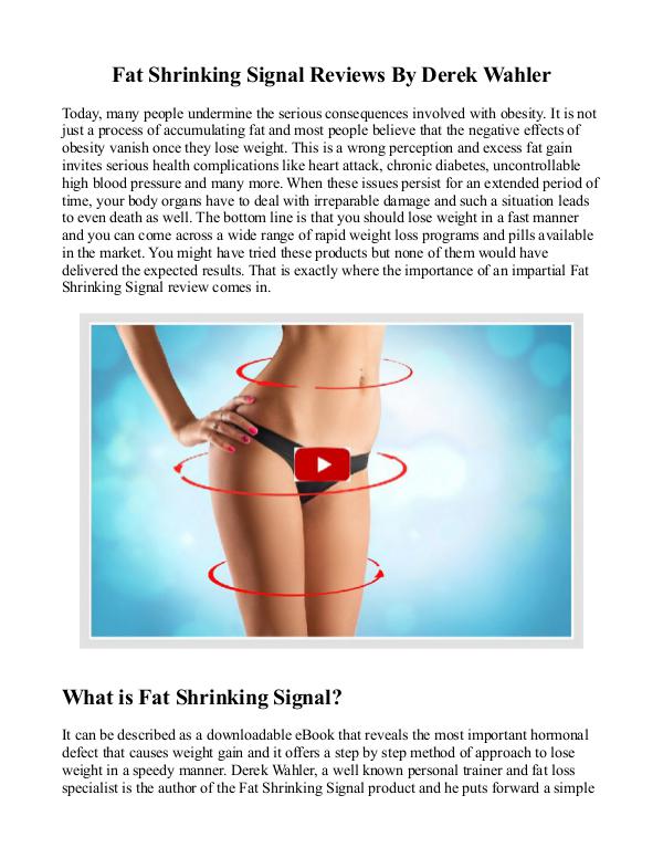 Fat Shrinking Signal Workout / Video, Derek Wahler Fitness Reviews 29 Day Flat Stomach Formula