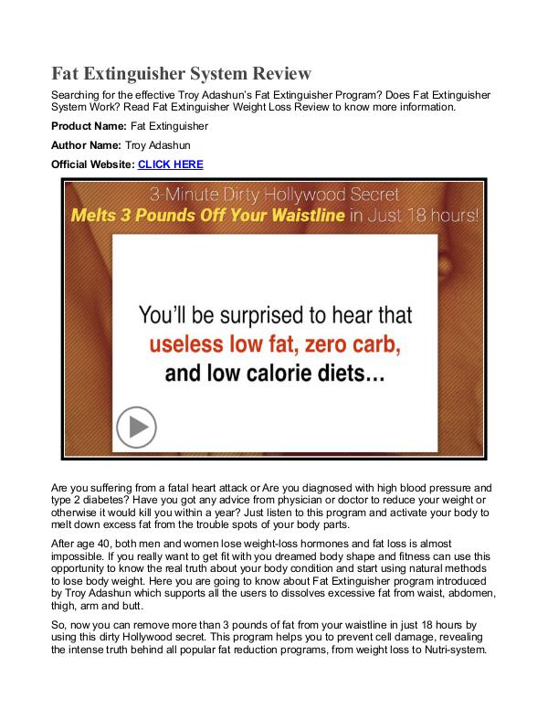 Fat Extinguisher PDF / eBook Troy Adashun's Weight Loss Program Reviews