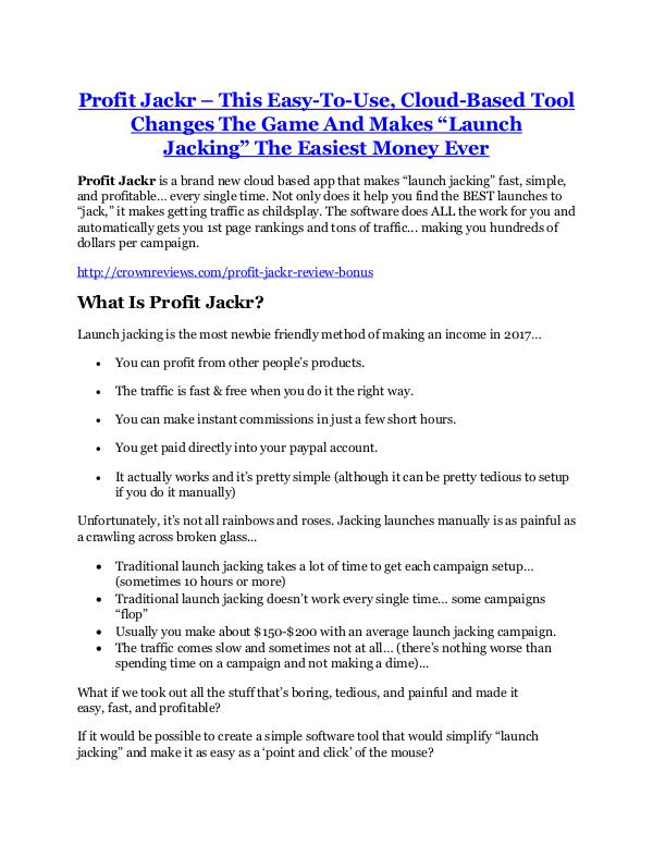 Profit Jackr Review & Profit Jackr $16,700 bonuses