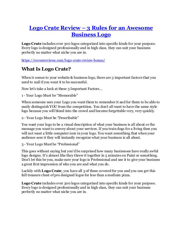 Marketing Logo Crate Review and (Free) GIANT $14,600 BONUS