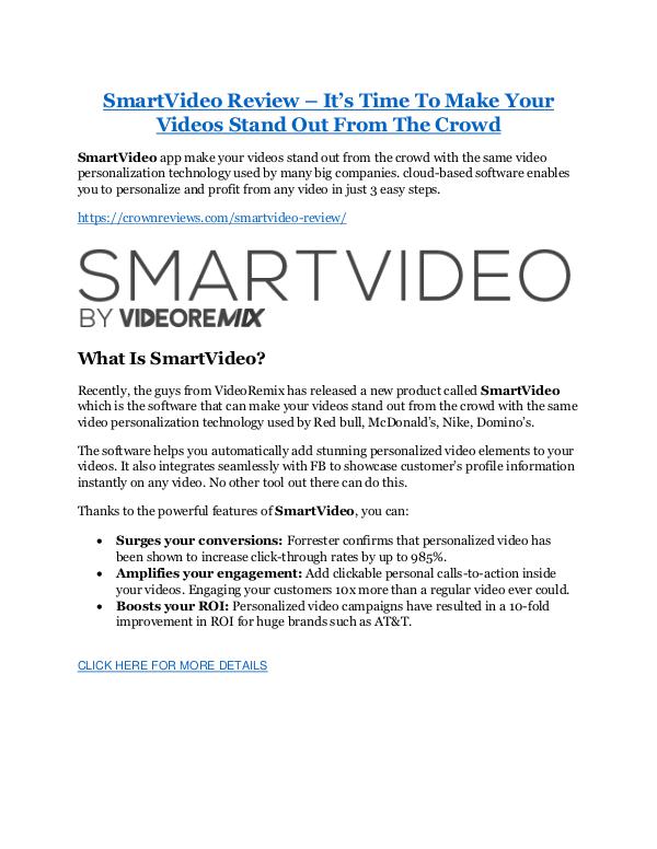 SmartVideo Review-$32,400 bonus & discount