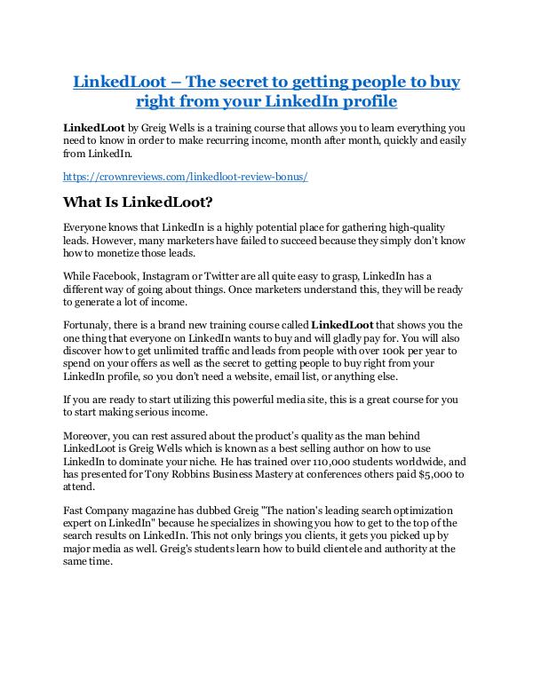 Marketing LinkedLoot review - LinkedLoot sneak peek features