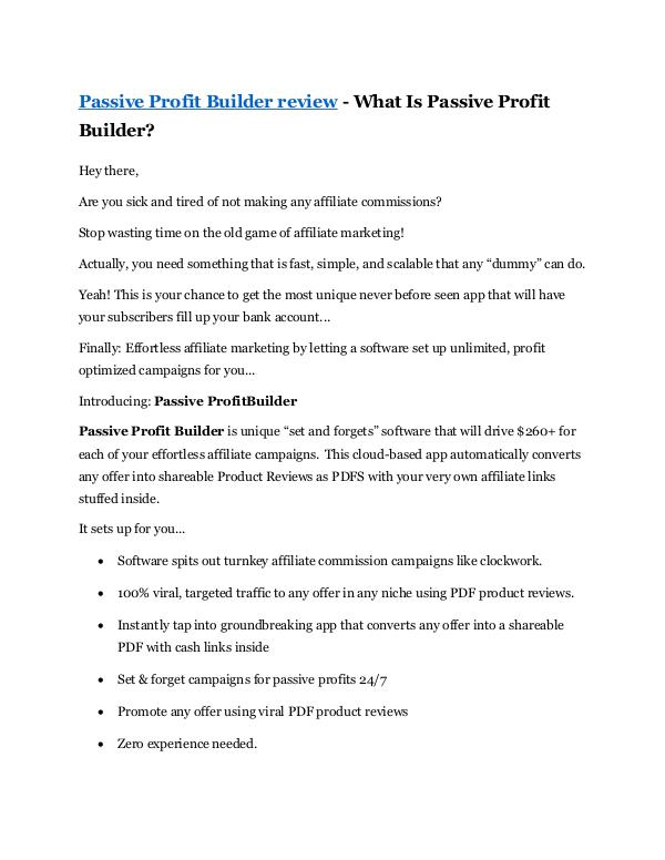 Marketing Passive Profit Builder review - 65% Discount and F
