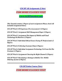 CIS 207 MENTOR Learn Do Live /cis207mentor.com