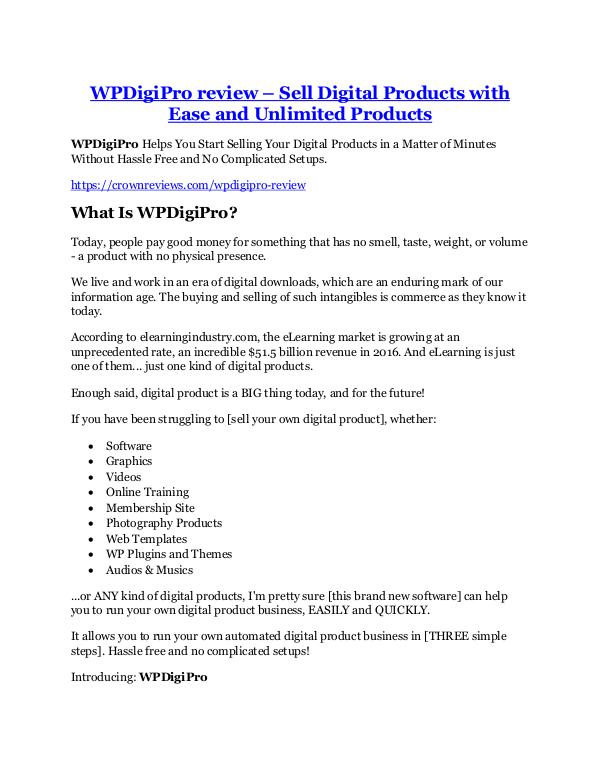 WPDigiPro review - 65% Discount and FREE $14300 BO