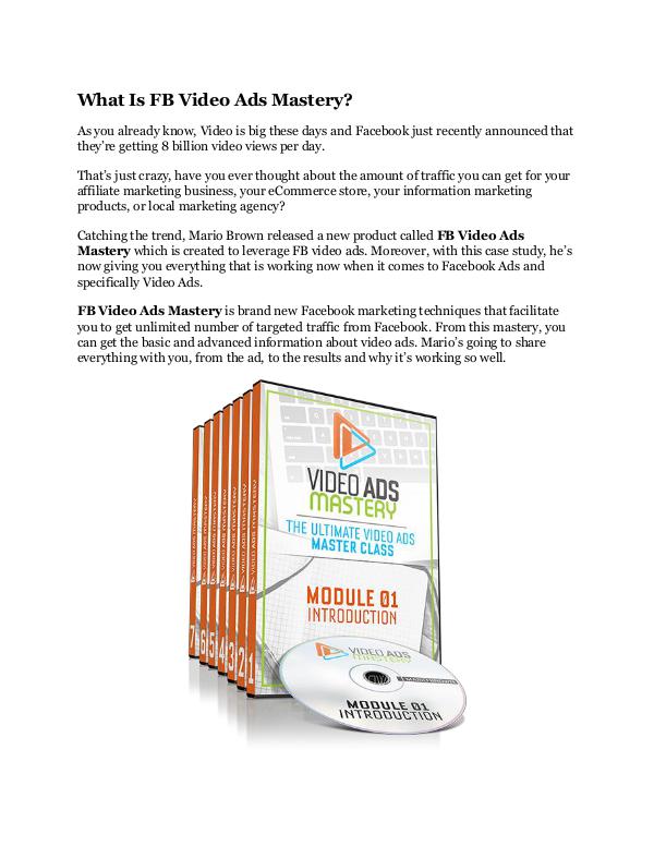 FB Video Ads Mastery review and Exclusive $26,400