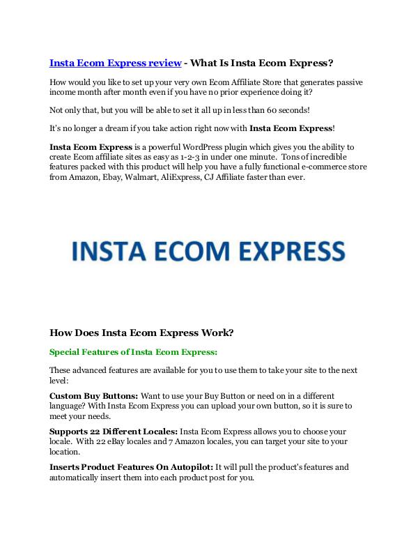 Insta Ecom Express review-$26,800 bonus & discount