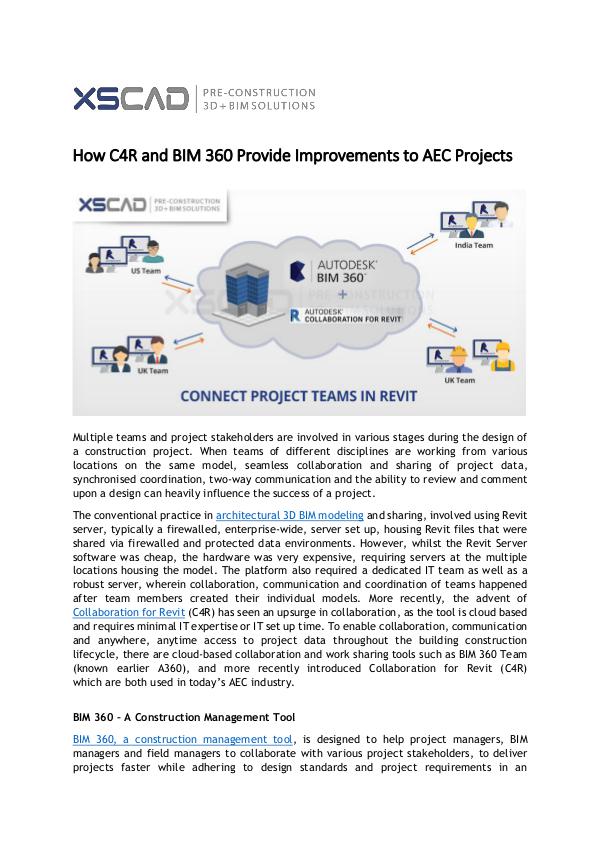 How C4R and BIM 360 Provide Improvements to AEC Projects Provide Improvements to AEC Projects