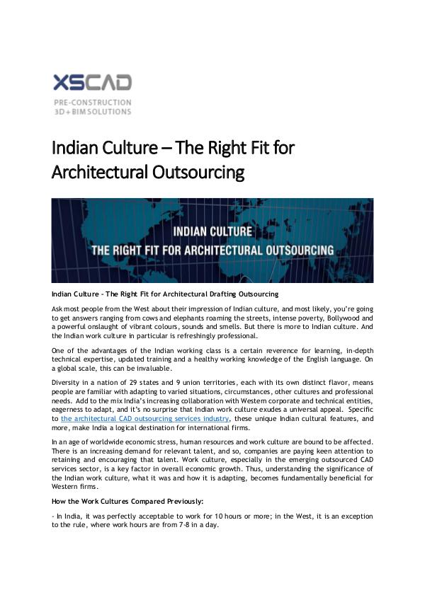Indian Culture – The Right Fit for Architectural Outsourcing Indian Culture – The Right Fit for Architectural O