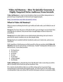 Video Ad Mastery Review - SECRET of Video Ad Mastery