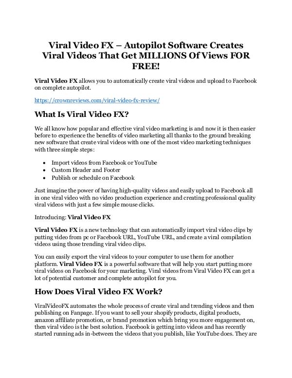 Viral Video FX review & Viral Video FX (Free) $26,700 bonuses Viral Video FX Review and $30000 Bonus - Viral Vid