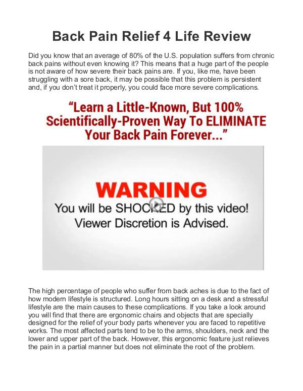 Back Pain Relief 4 Life Exercises / Program Is Ian Hart's Video DVD Free Download?