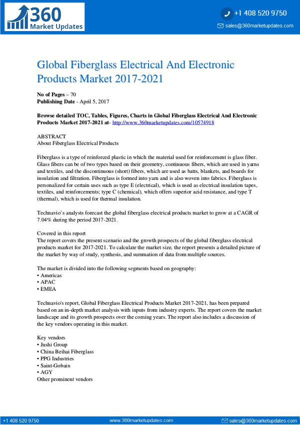 Report- Fiberglass Electrical Products Market