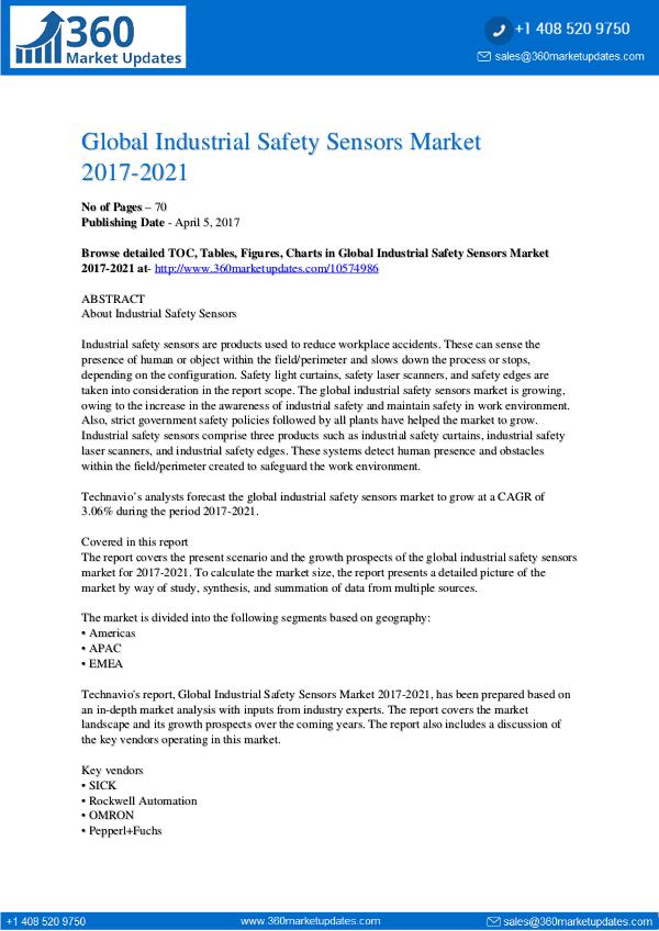 Report- Industrial Safety Sensors Market 2017-2021