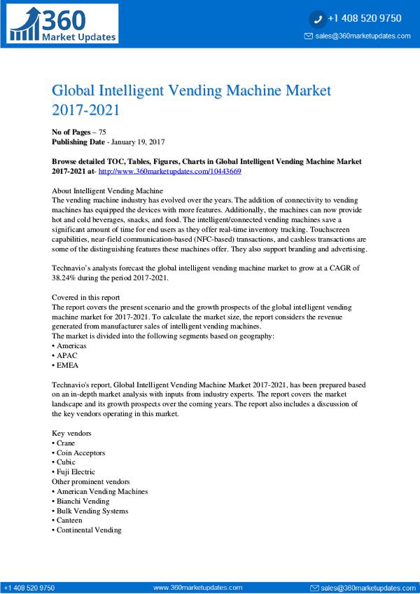 Report- Intelligent Vending Machine Market 2017-2021