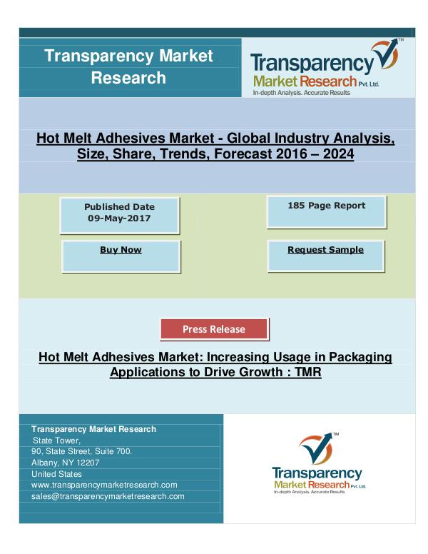 Hot Melt Adhesives Market - US$ 9.44 Bn by 2024